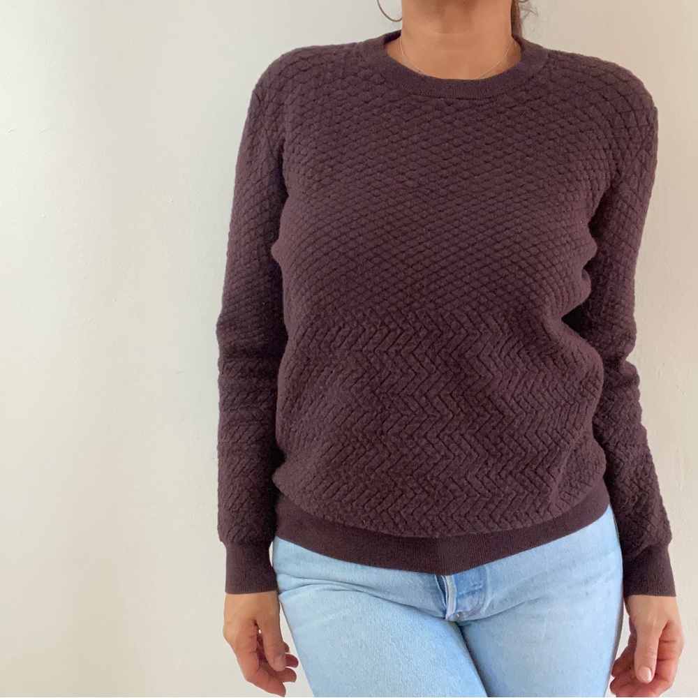 All Saints Quilted Crewneck Sweatshirt size Small color is wine burgandy